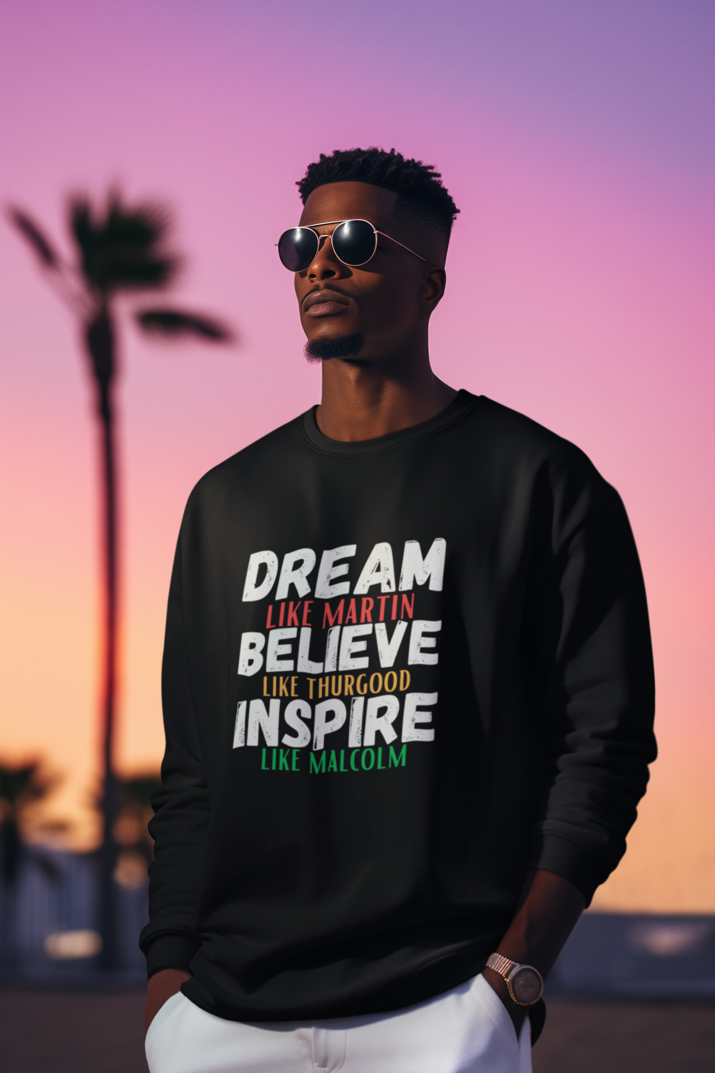 Dream Like Martin, Believe Like Thurgood, Inspire Like Malcolm Sweatshirt